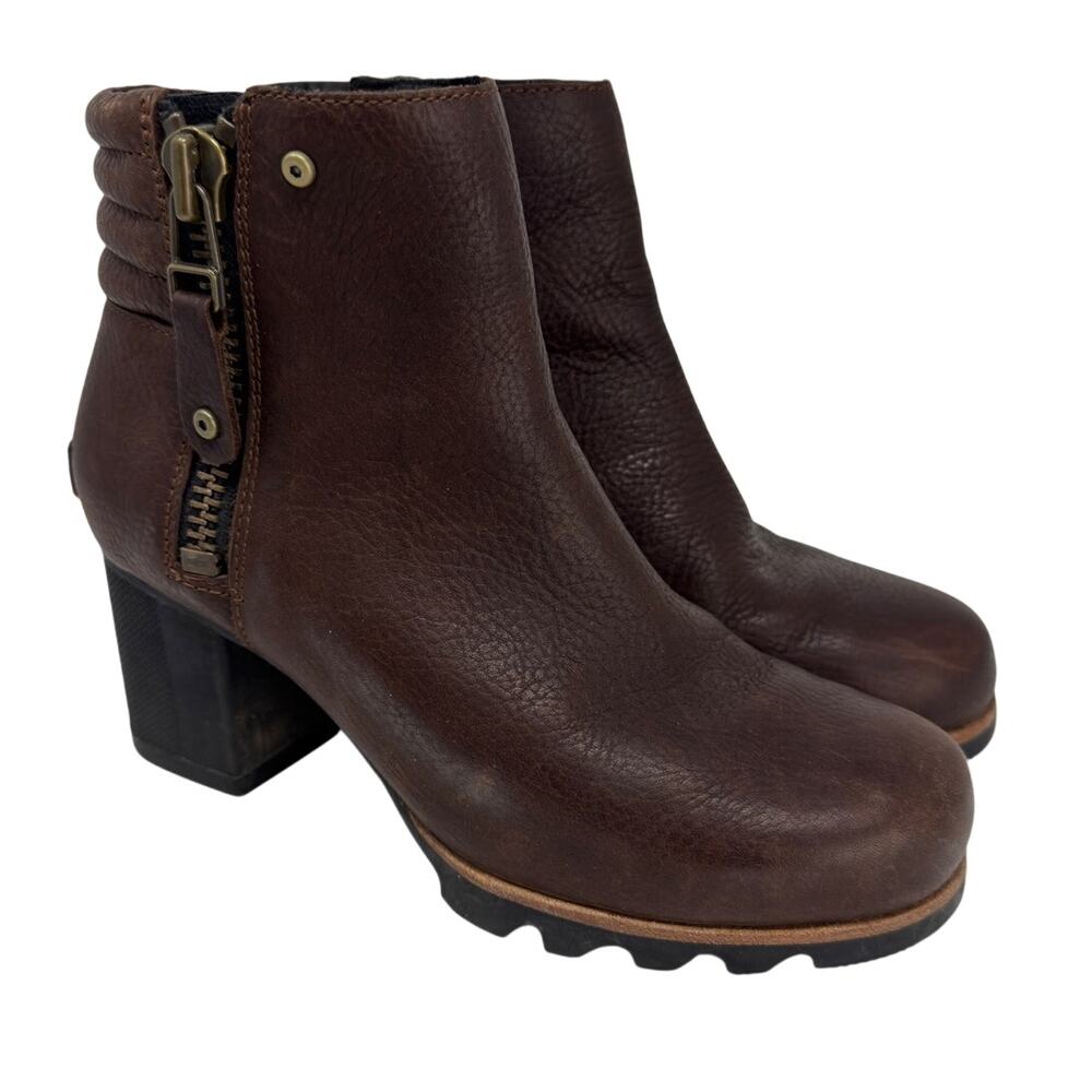 Sorel Danica Waterproof Brown Leather Bootie 6.5